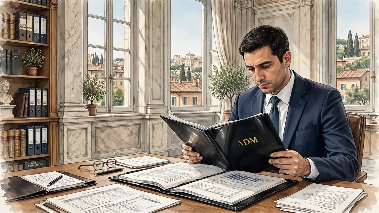 Camera legislativa italiana con libro della legge